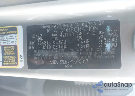 2023 Kia Niro Ex Touring z USA, uszkodzony, nr VIN KNDCR3LE7P5058017